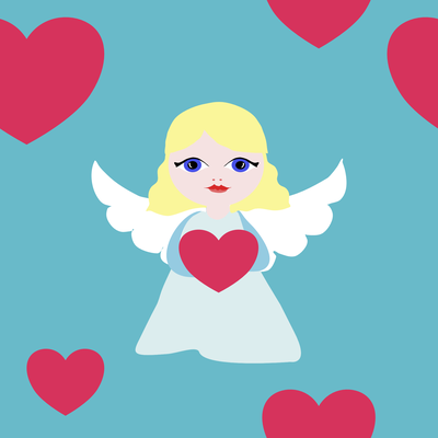 Cute angel with heart