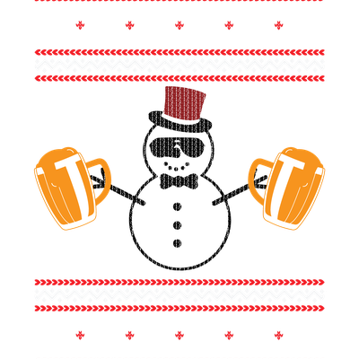 Deery Xmas Snowman Hold Beer With Xmas Hat Ugly Gift
