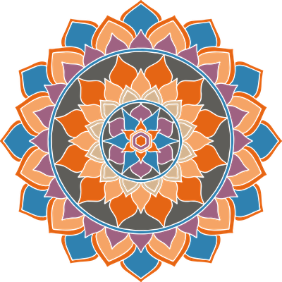 Boho style Mandala orange blue