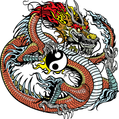 dragon holding yin yang symbol