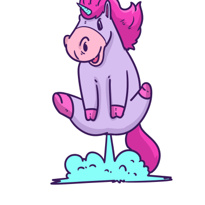 Unicorn Fart Cute Funny Fantasy Rainbow Cartoon