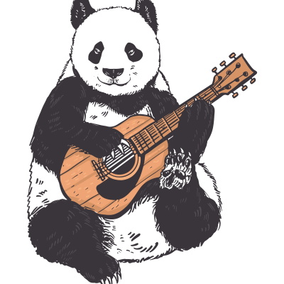 Guitar Panda Cute Animal