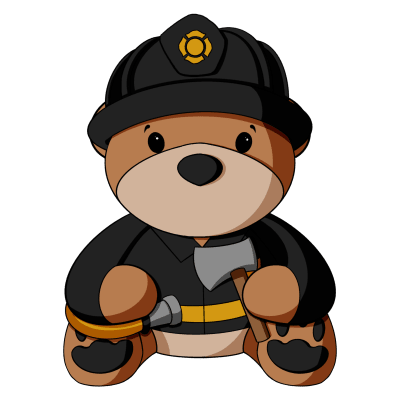 Black Uniform Fireman Teddy Bear