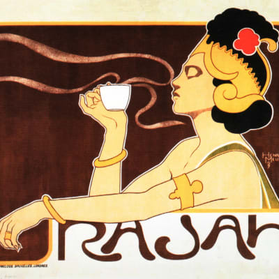 RAJAH COFFEE Henri Meunier Belgian Vintage Art Nouveau