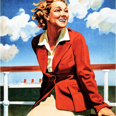 TOURS and CRUISES Holiday Travel Vintage Ship Poster