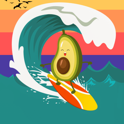 Funny Avocado Surfing - Let's Surf Sarcastic Quote for Coffee lovers