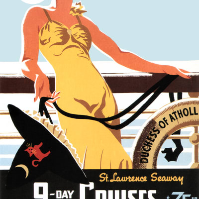 9 Day Cruises Steamship Holiday Vintage Travel Poster