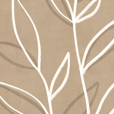 Abstract beige line art botanical