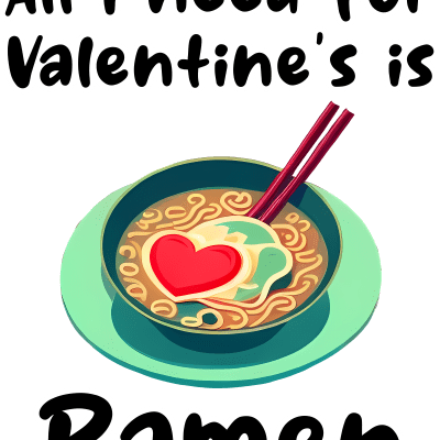 All I need for Valentine's day is ramen, funny design about food