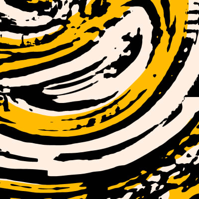 Black and Yellow and White Abstract art
