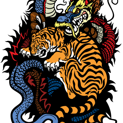 Dragon and tiger fighting