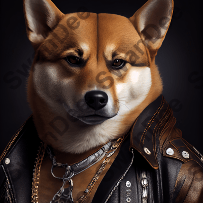 Shiba Inu wearing leather jacket - Dog Breed Portrait