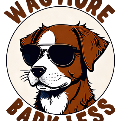Wag more, Bark less. Funny dog quote. Pet saying.