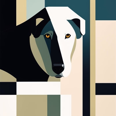 Abstract dog in simple block colors